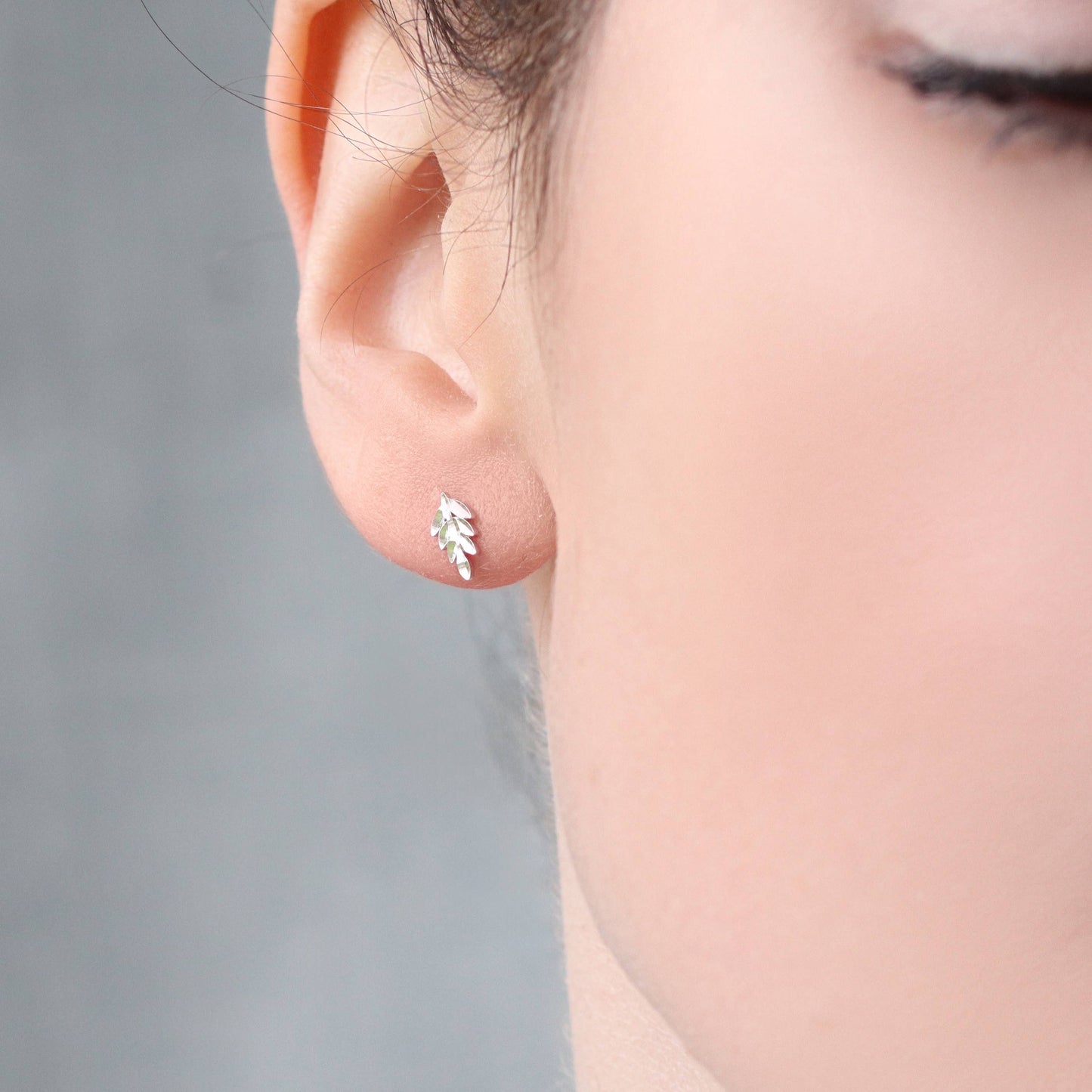 Sterling Silver Fern Stud Earrings