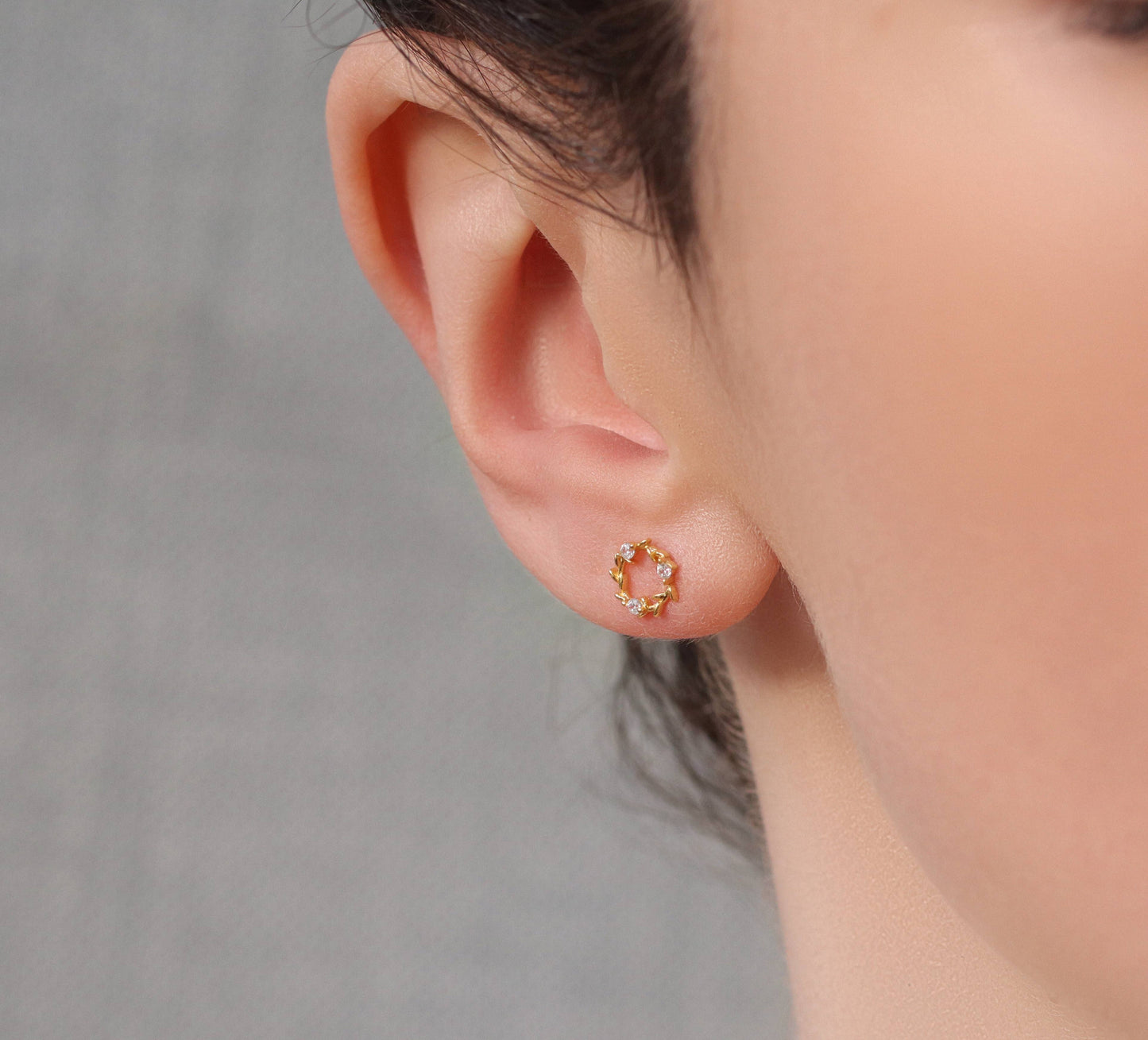 Silk Purse, Sow's Ear - Gold Wreath Circle Stud Earrings