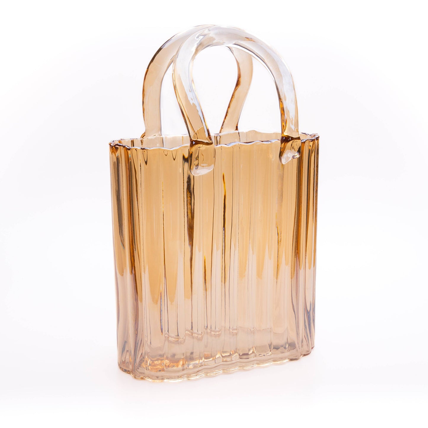 The Glass House Wholesale Interiors Ltd. - Large amber handbag vase