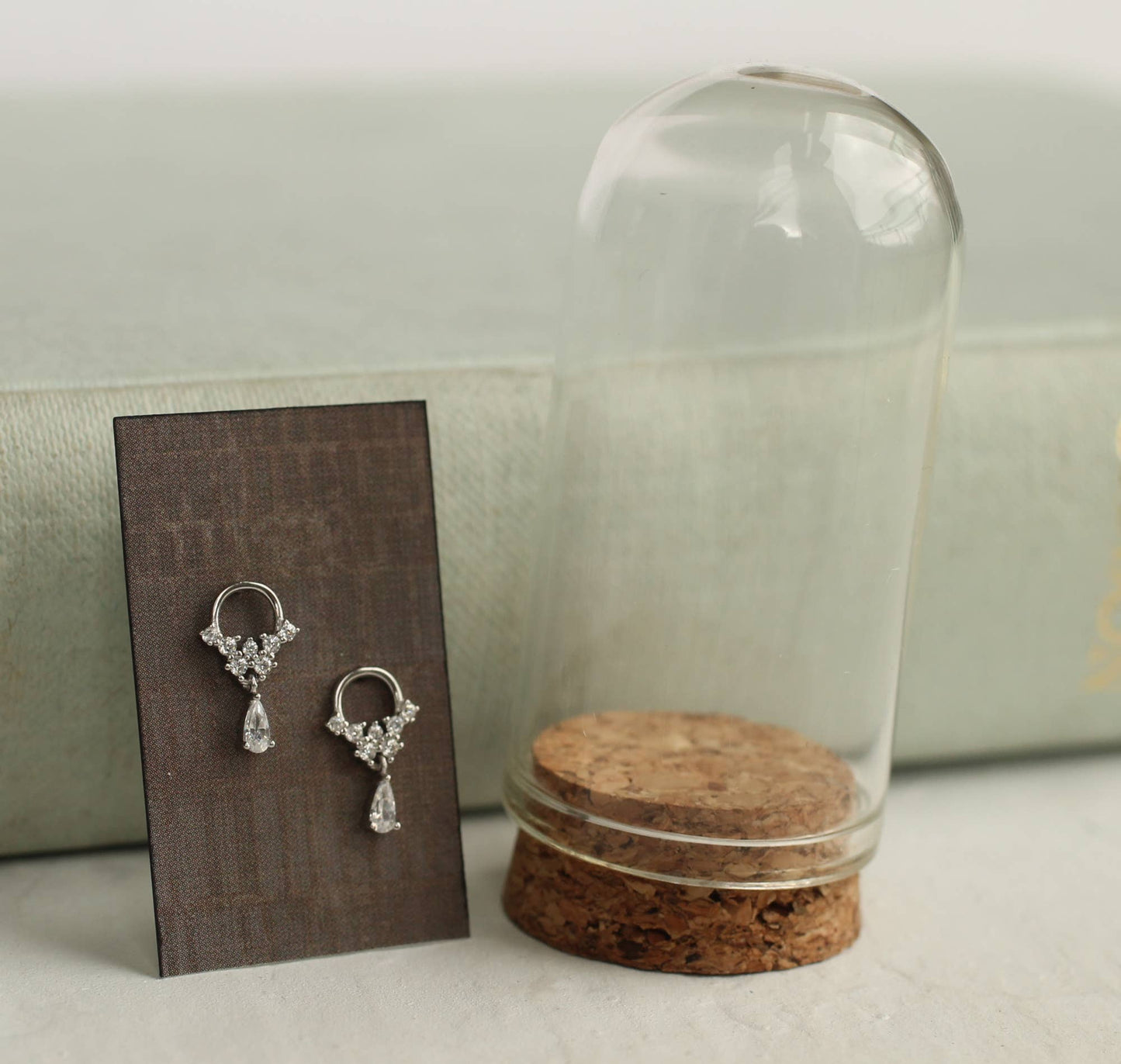 Silk Purse, Sow's Ear - Sterling Silver Crystal Droplet Mini Hoop Stud Earrings