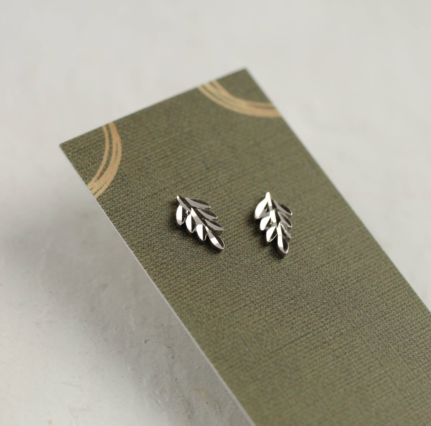 Sterling Silver Fern Stud Earrings