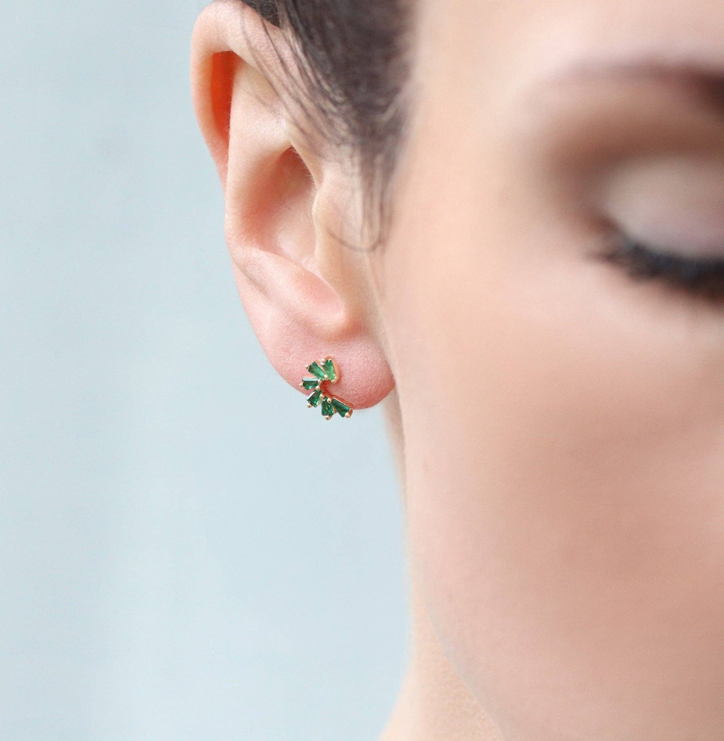 Emerald Pinwheel Stud Earrings