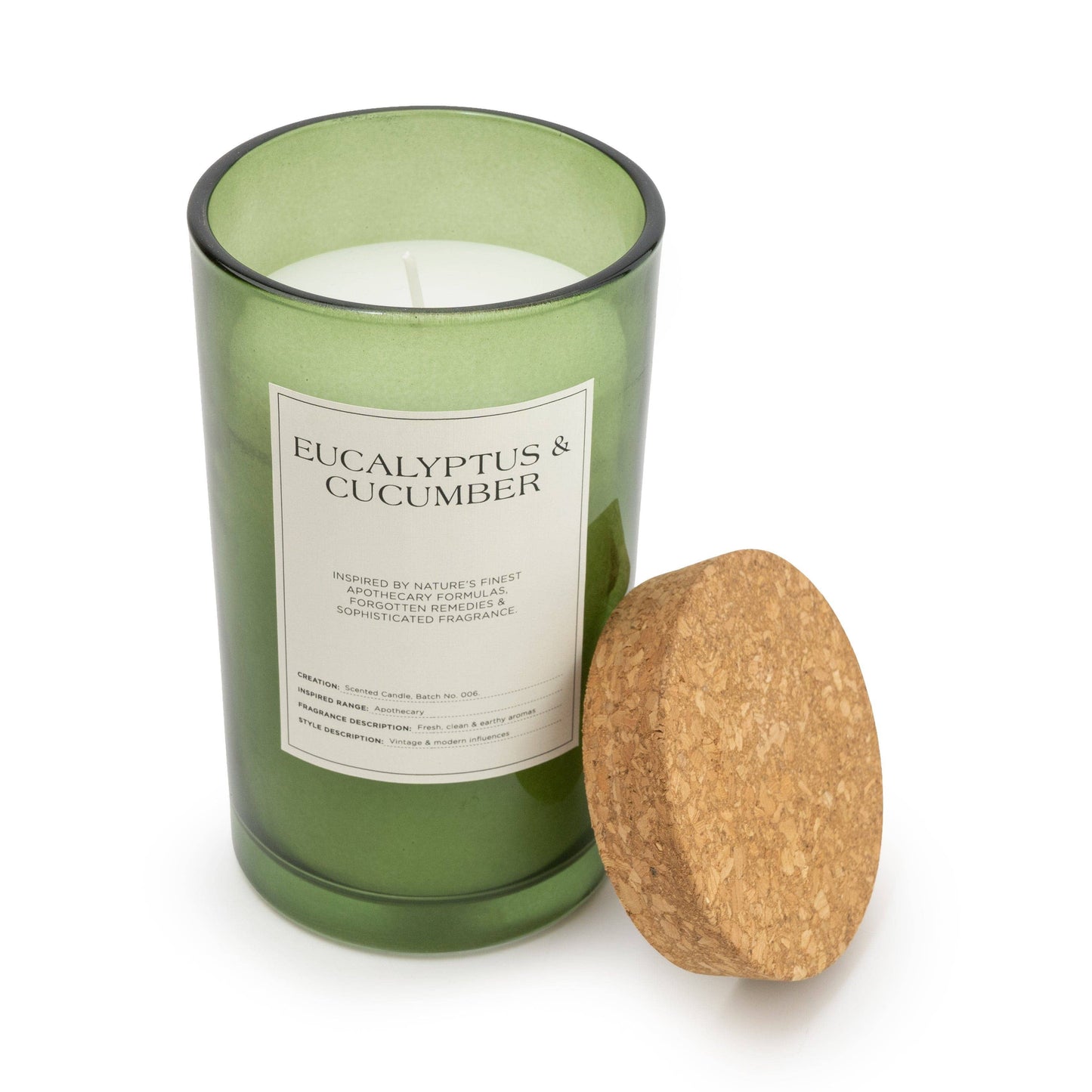 Large Glass Jar with Cork Lid Eucalyptus & Cucumber 450g