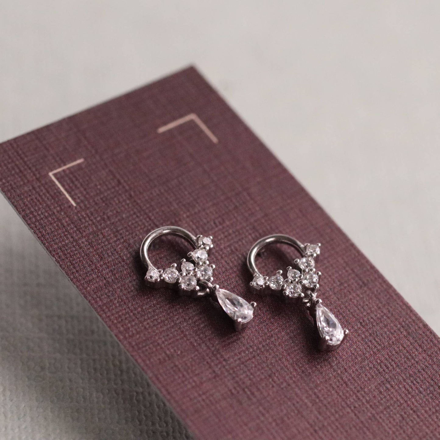 Silk Purse, Sow's Ear - Sterling Silver Crystal Droplet Mini Hoop Stud Earrings