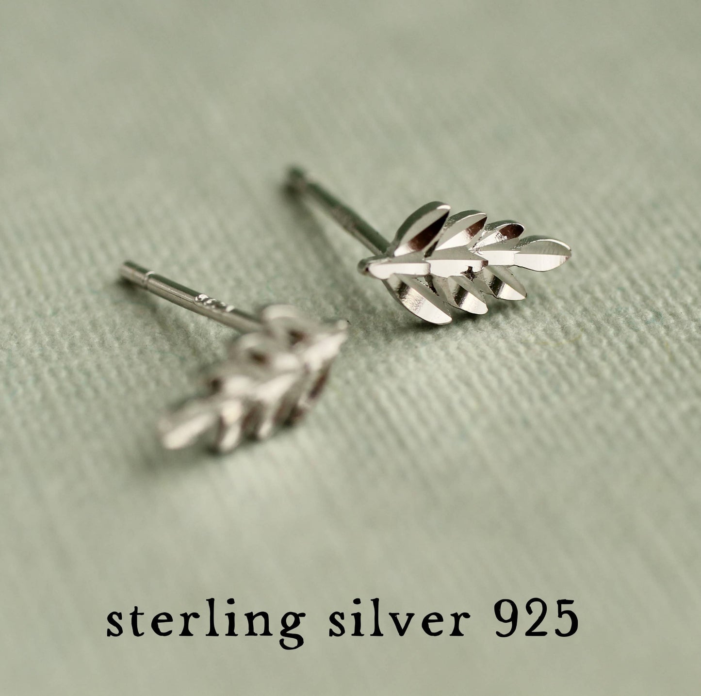 Sterling Silver Fern Stud Earrings