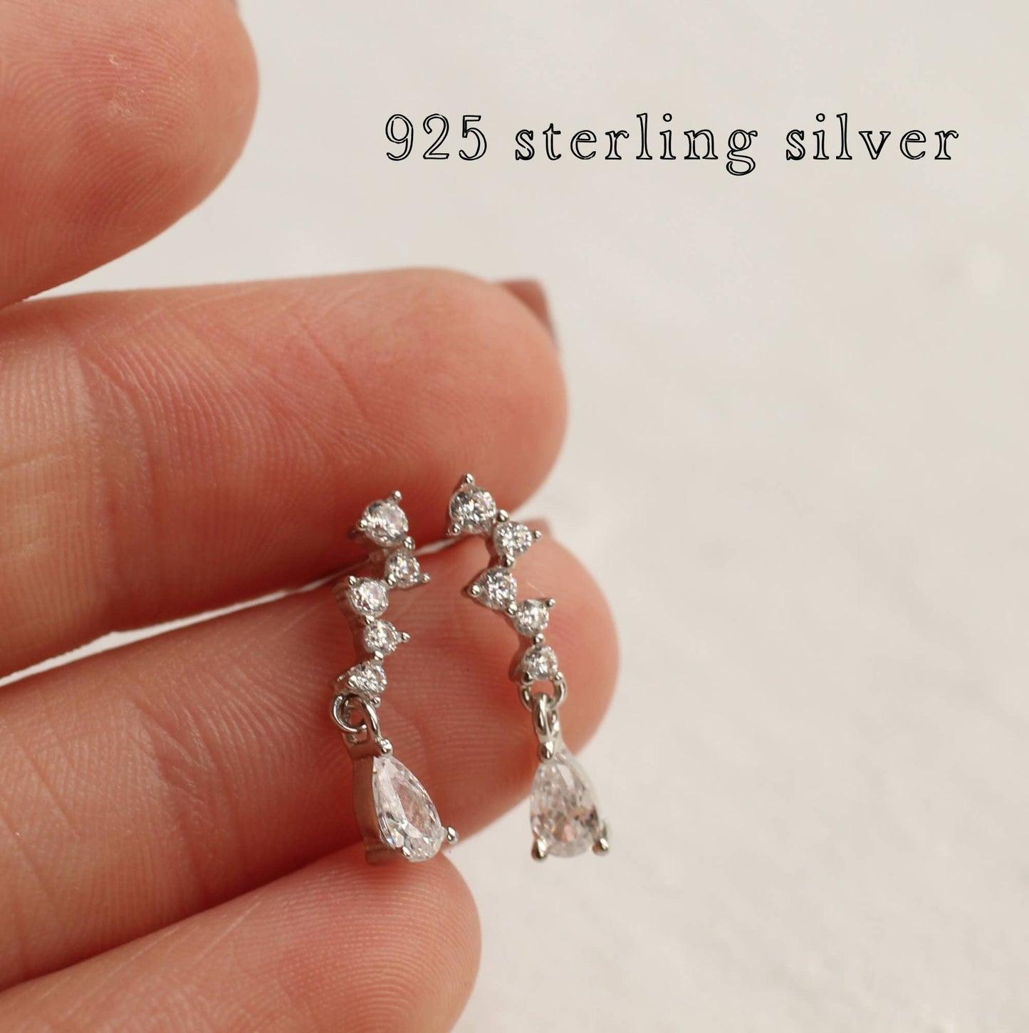 Waterfall Cascade Sterling Silver Stud Earrings