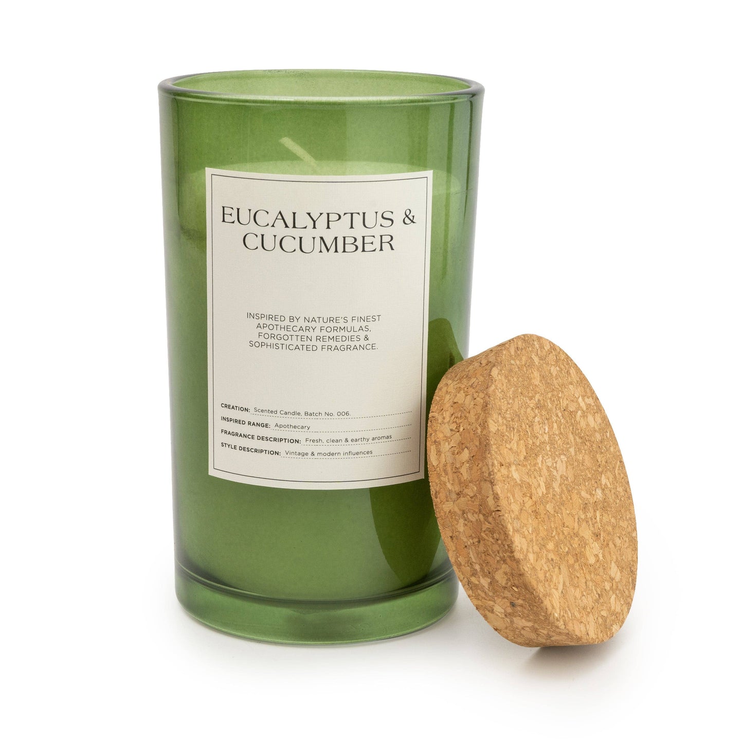 Large Glass Jar with Cork Lid Eucalyptus & Cucumber 450g