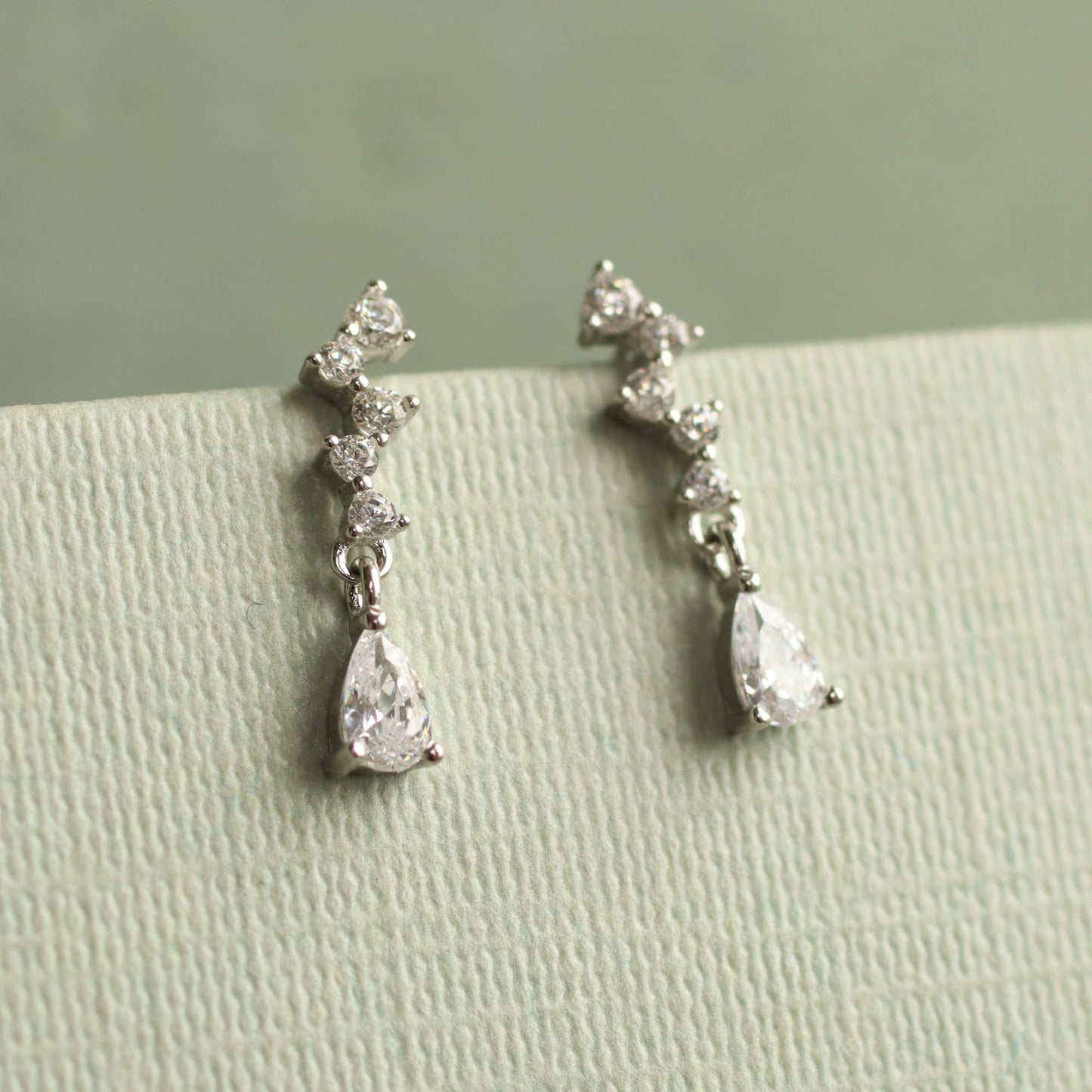 Waterfall Cascade Sterling Silver Stud Earrings