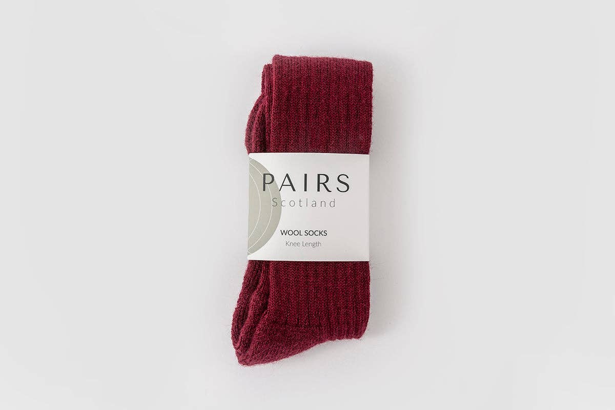 Pairs Scotland - Burgundy Wool Knee Highs