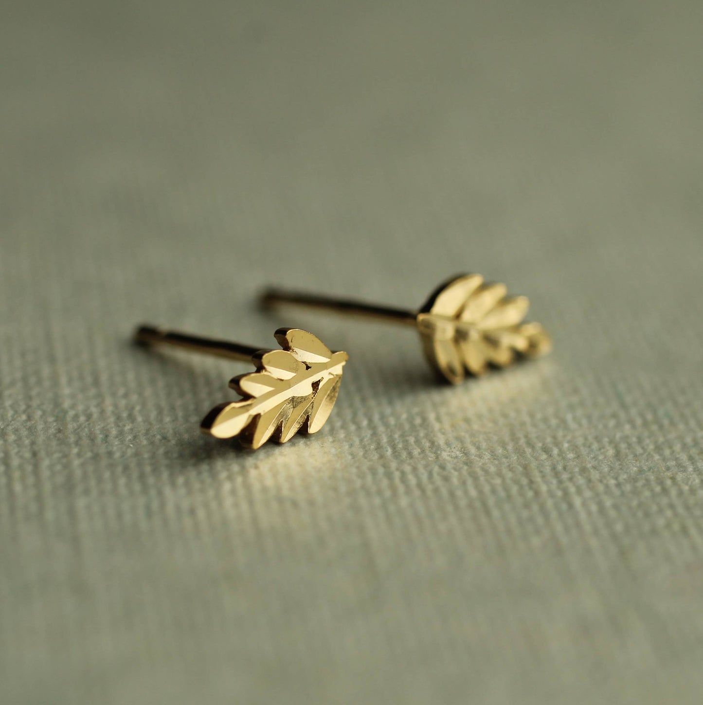 Gold Vermeil Fern Stud Earrings