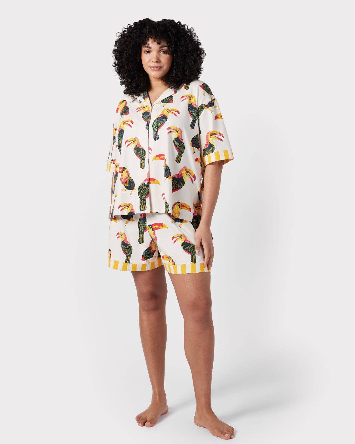 Chelsea Peers - Organic Cotton Toucan Print Button Up Short Pyjama Set