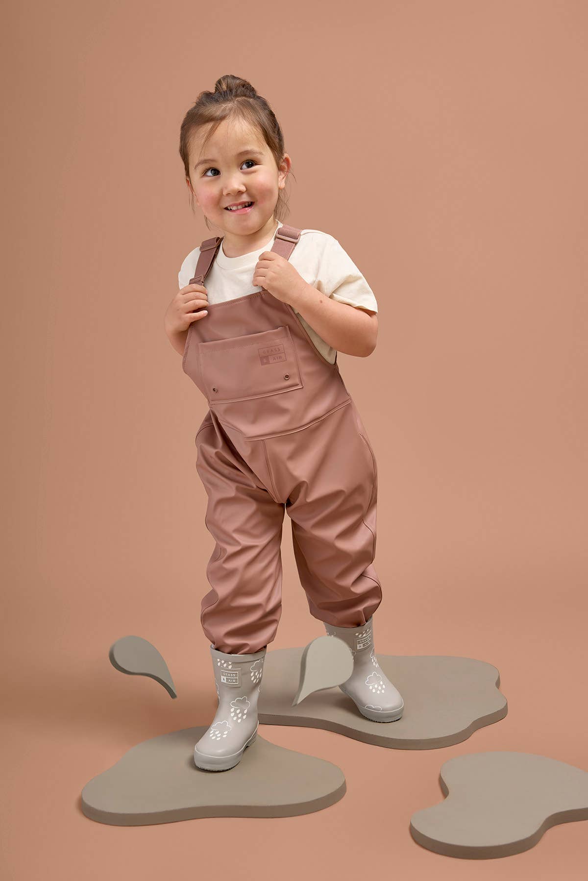 Grass & Air - Rose Kids Waterproof Rain Dungarees