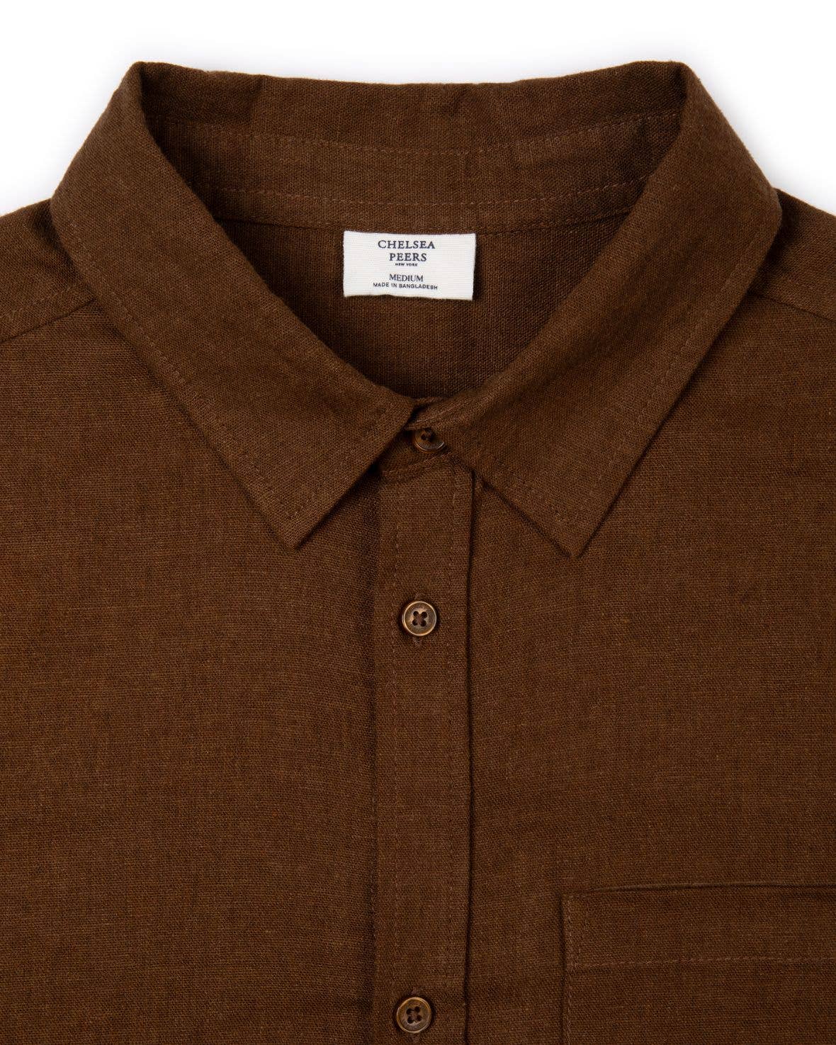 Chelsea Peers - Linen-Blend Long Sleeve Shirt - Brown