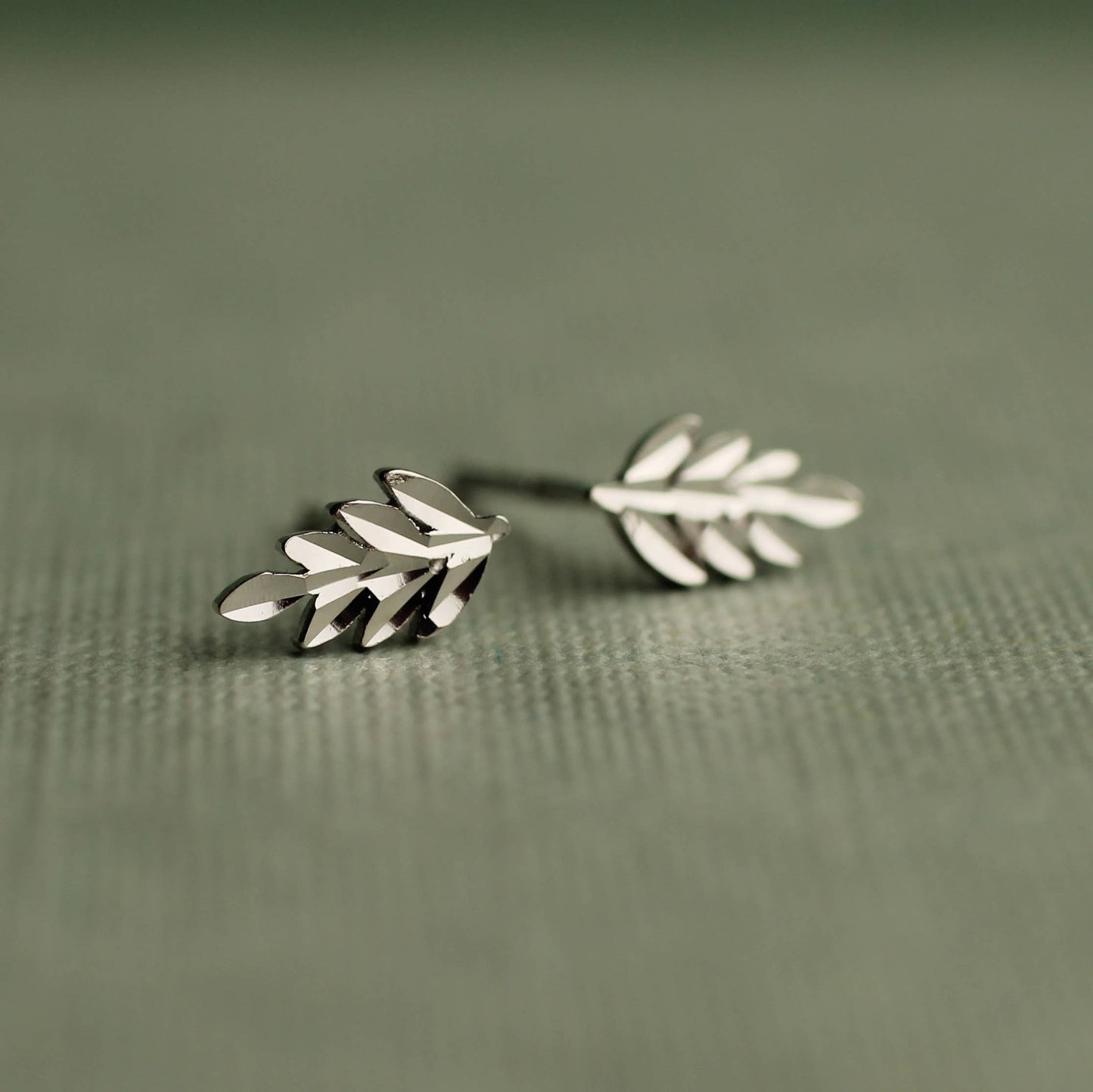 Sterling Silver Fern Stud Earrings