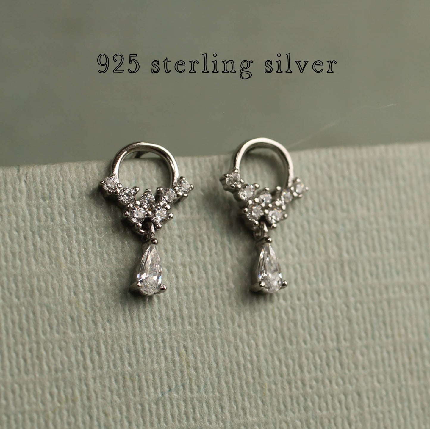 Silk Purse, Sow's Ear - Sterling Silver Crystal Droplet Mini Hoop Stud Earrings