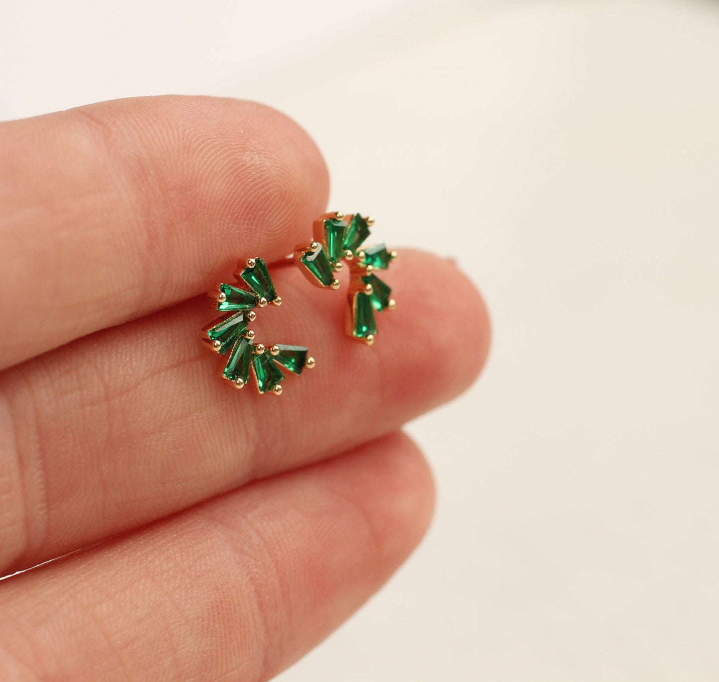 Emerald Pinwheel Stud Earrings