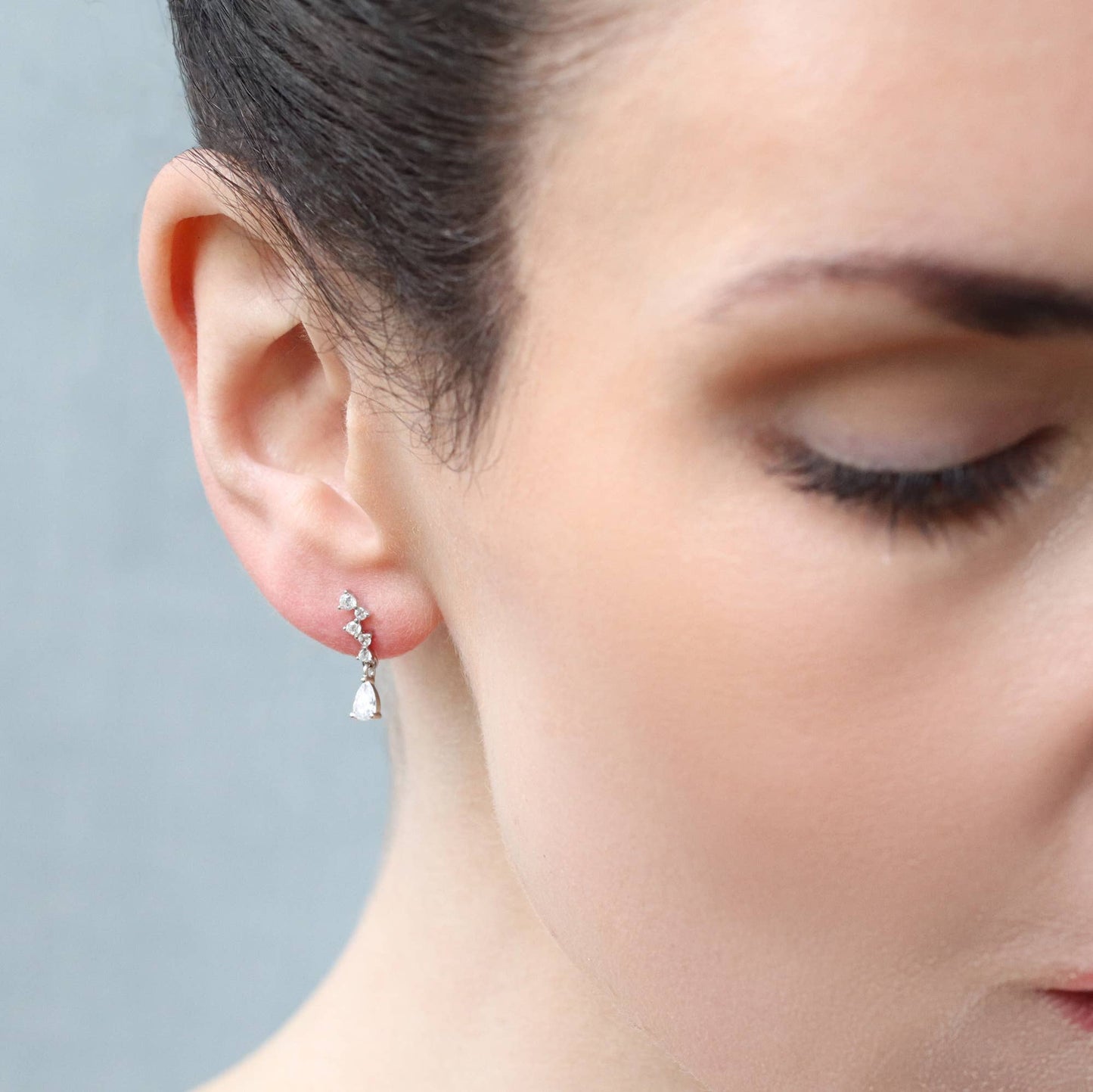 Waterfall Cascade Sterling Silver Stud Earrings