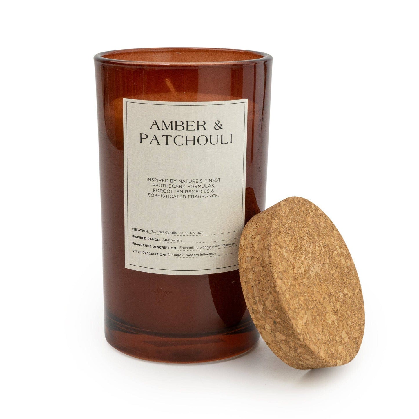 Large Glass Jar with Cork Lid Amber & Patchouli