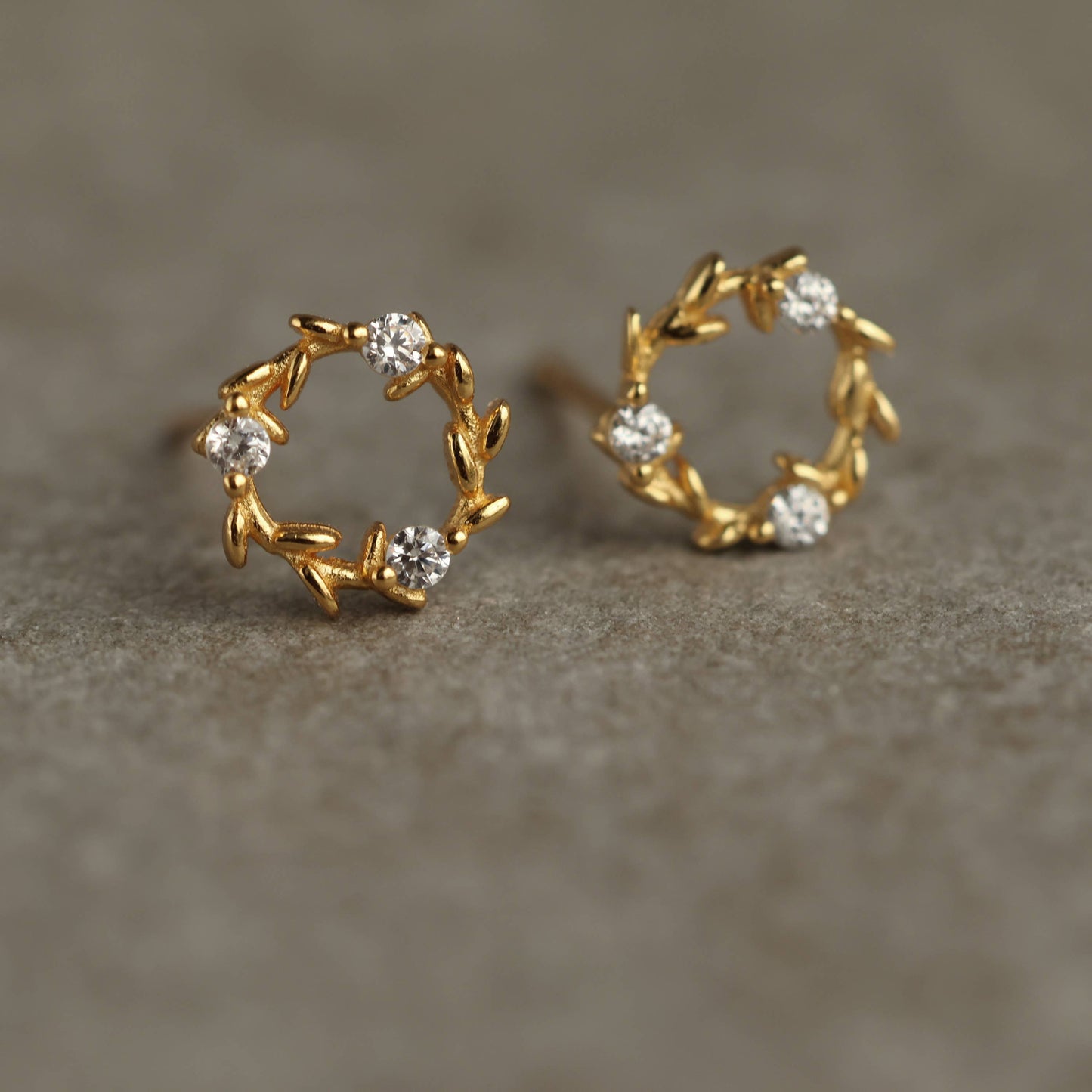 Silk Purse, Sow's Ear - Gold Wreath Circle Stud Earrings