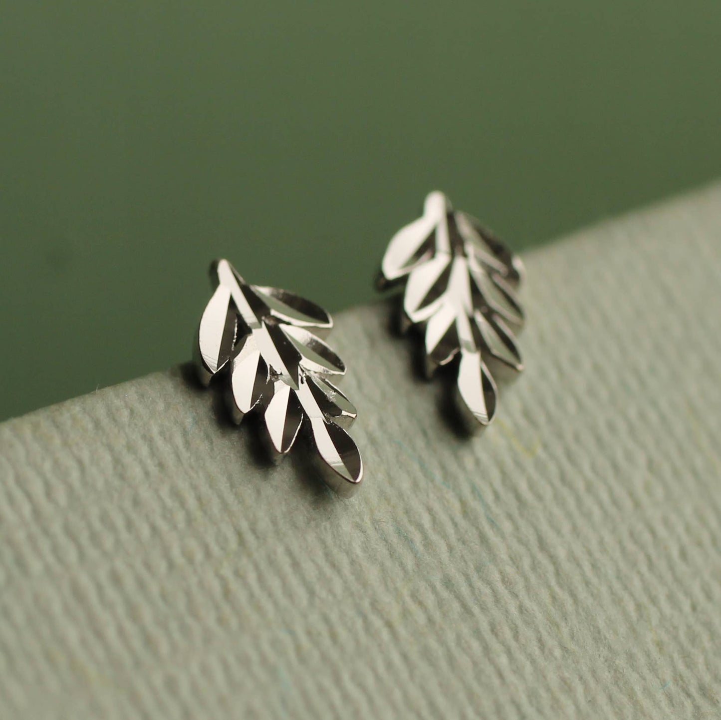 Sterling Silver Fern Stud Earrings