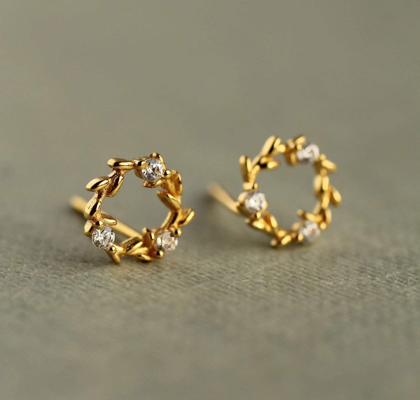 Silk Purse, Sow's Ear - Gold Wreath Circle Stud Earrings