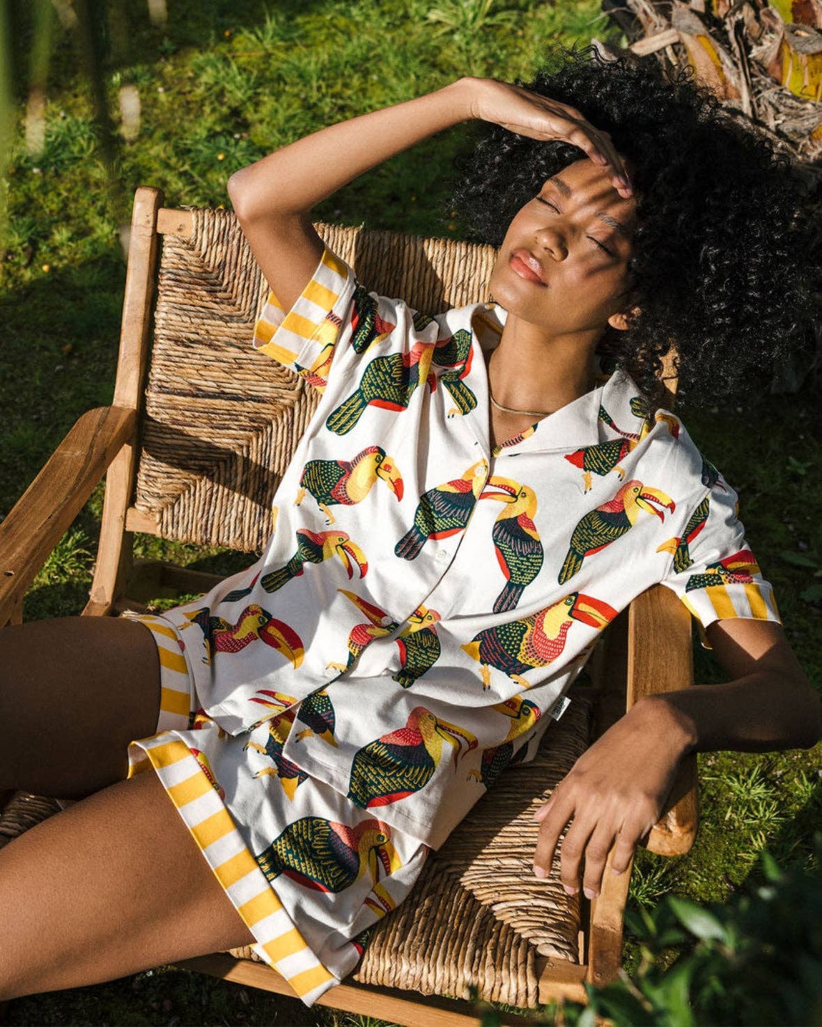 Chelsea Peers - Organic Cotton Toucan Print Button Up Short Pyjama Set