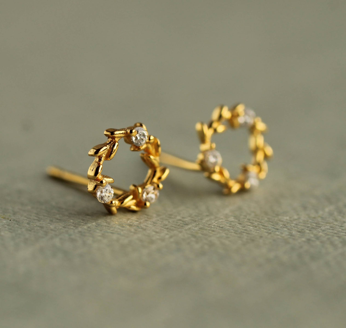 Silk Purse, Sow's Ear - Gold Wreath Circle Stud Earrings