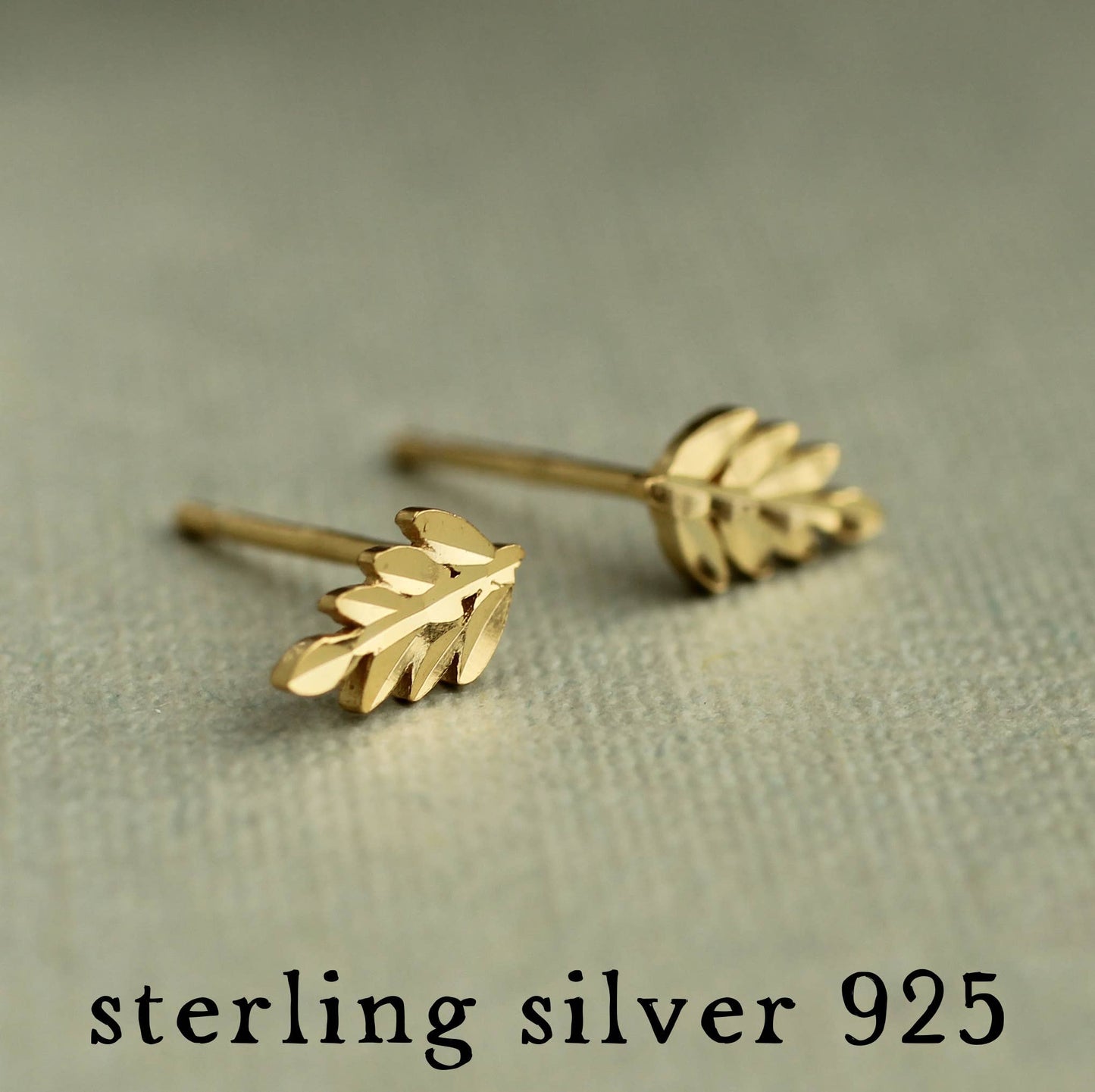 Gold Vermeil Fern Stud Earrings