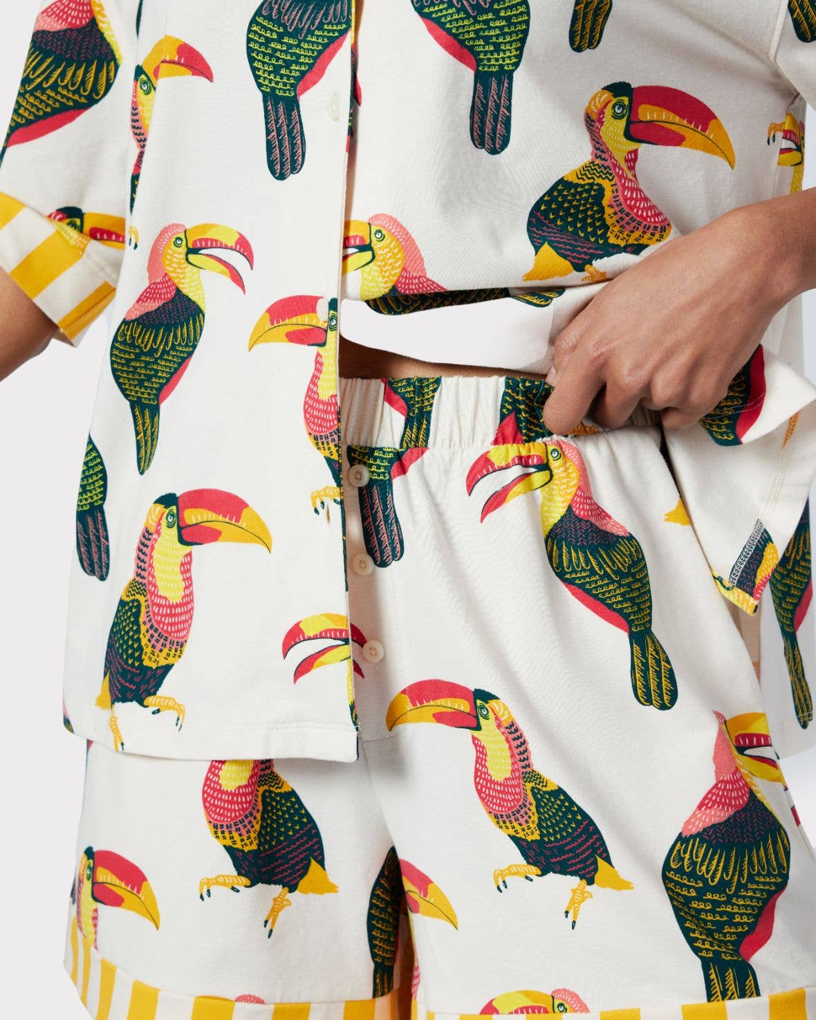 Chelsea Peers - Organic Cotton Toucan Print Button Up Short Pyjama Set
