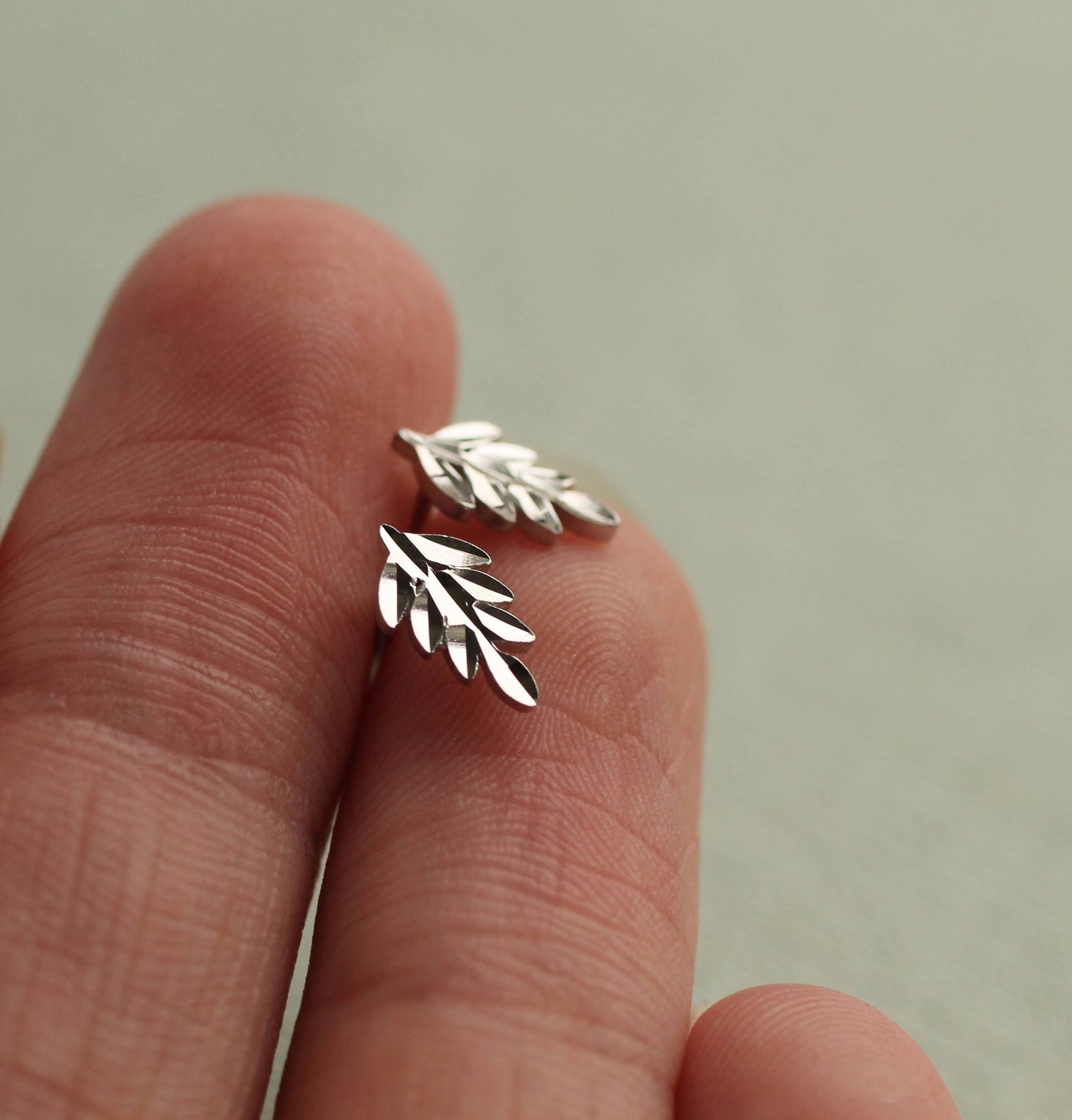 Sterling Silver Fern Stud Earrings
