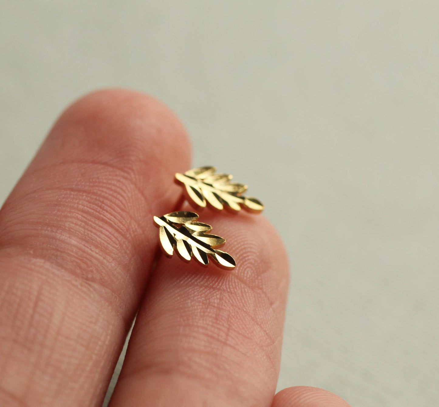 Gold Vermeil Fern Stud Earrings