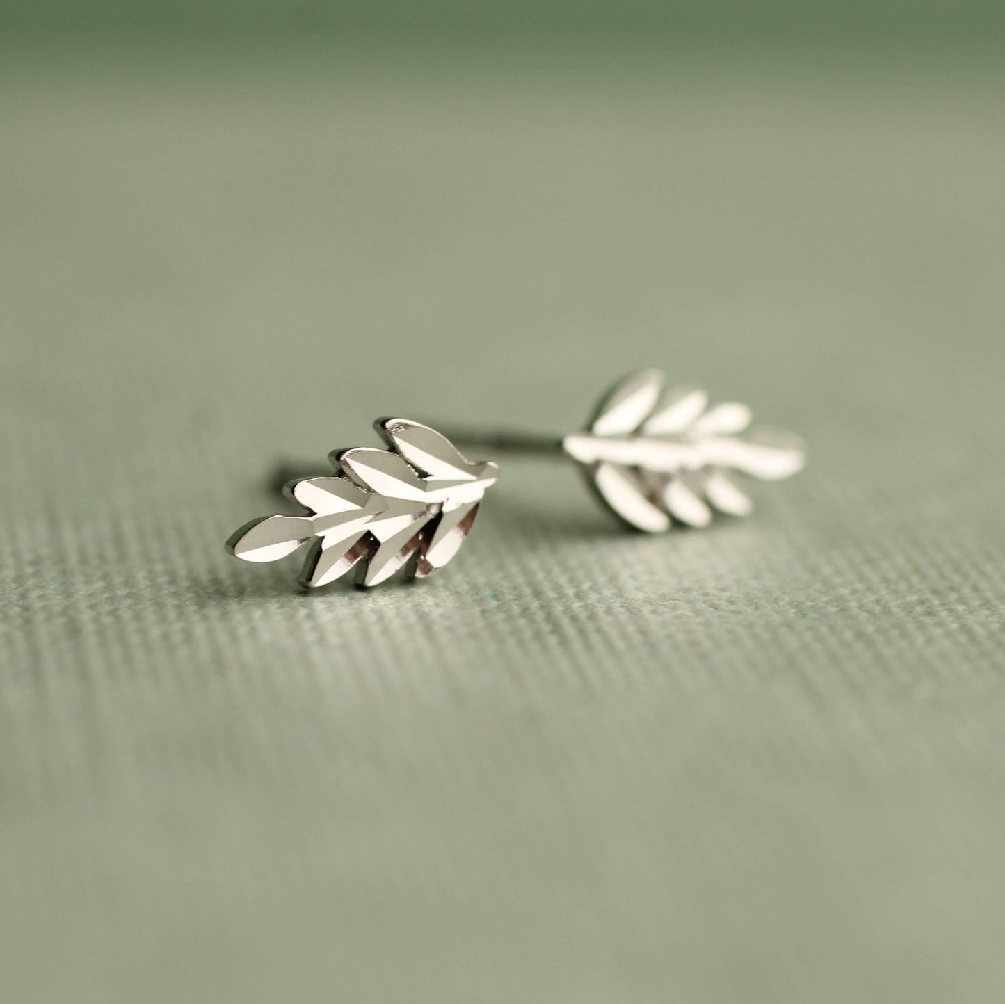 Sterling Silver Fern Stud Earrings