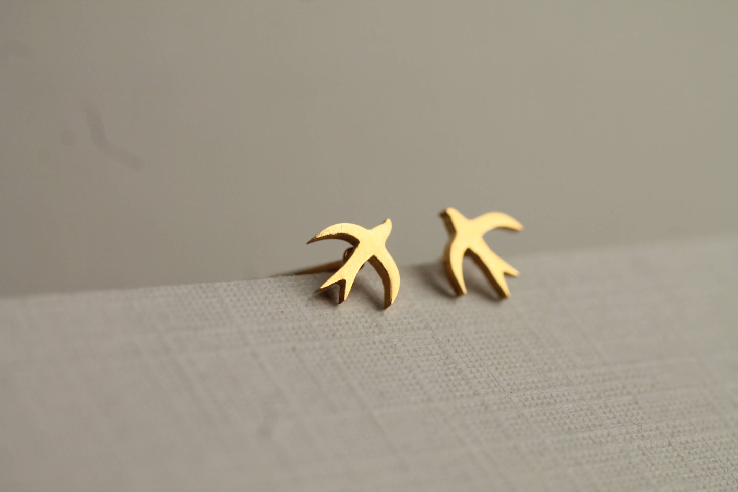 Gold Swallow Bird Stud Earrings