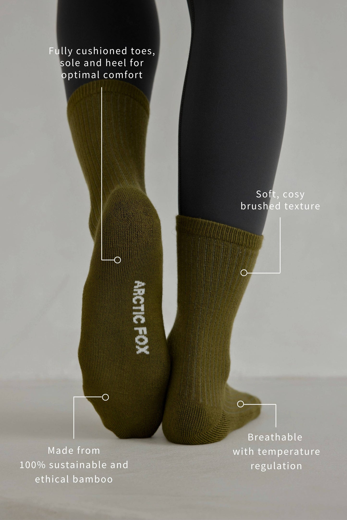 ARCTIC FOX & CO. - The Everyday Socks - 100% Bamboo - Khaki