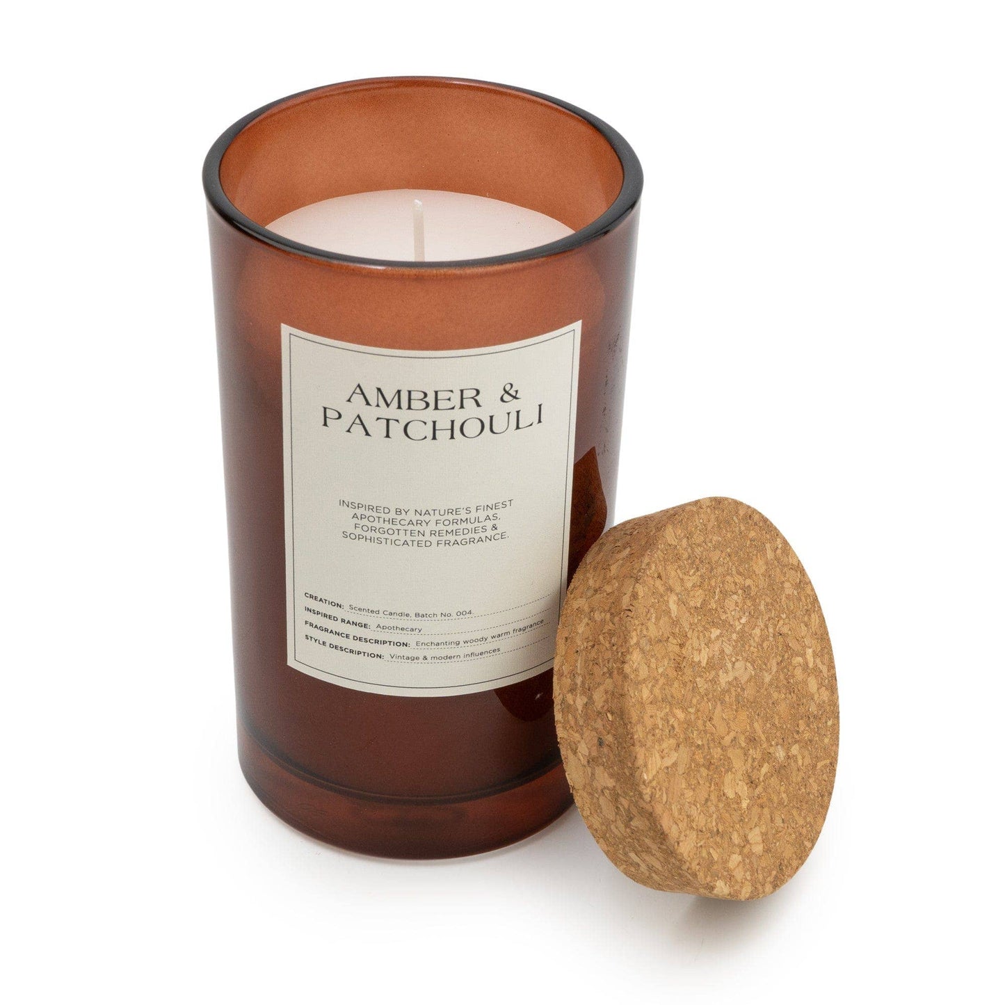 Large Glass Jar with Cork Lid Amber & Patchouli