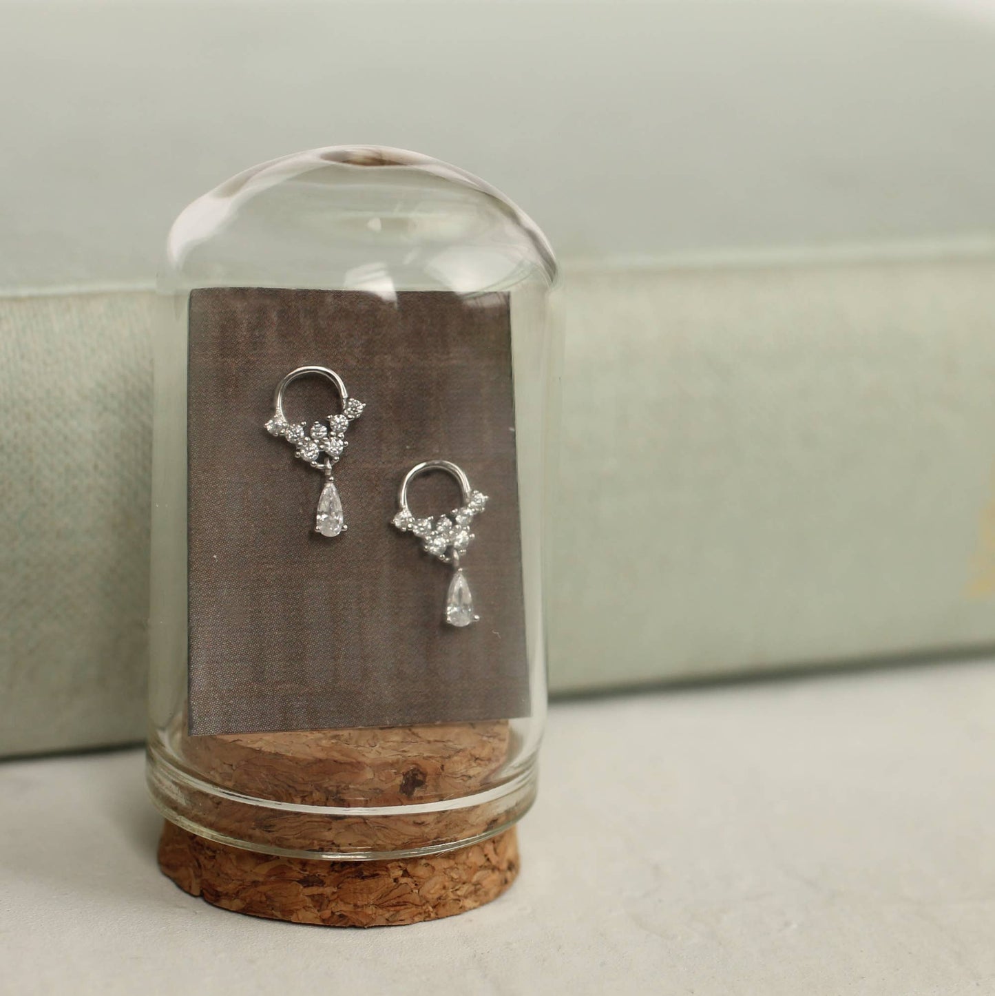 Silk Purse, Sow's Ear - Sterling Silver Crystal Droplet Mini Hoop Stud Earrings