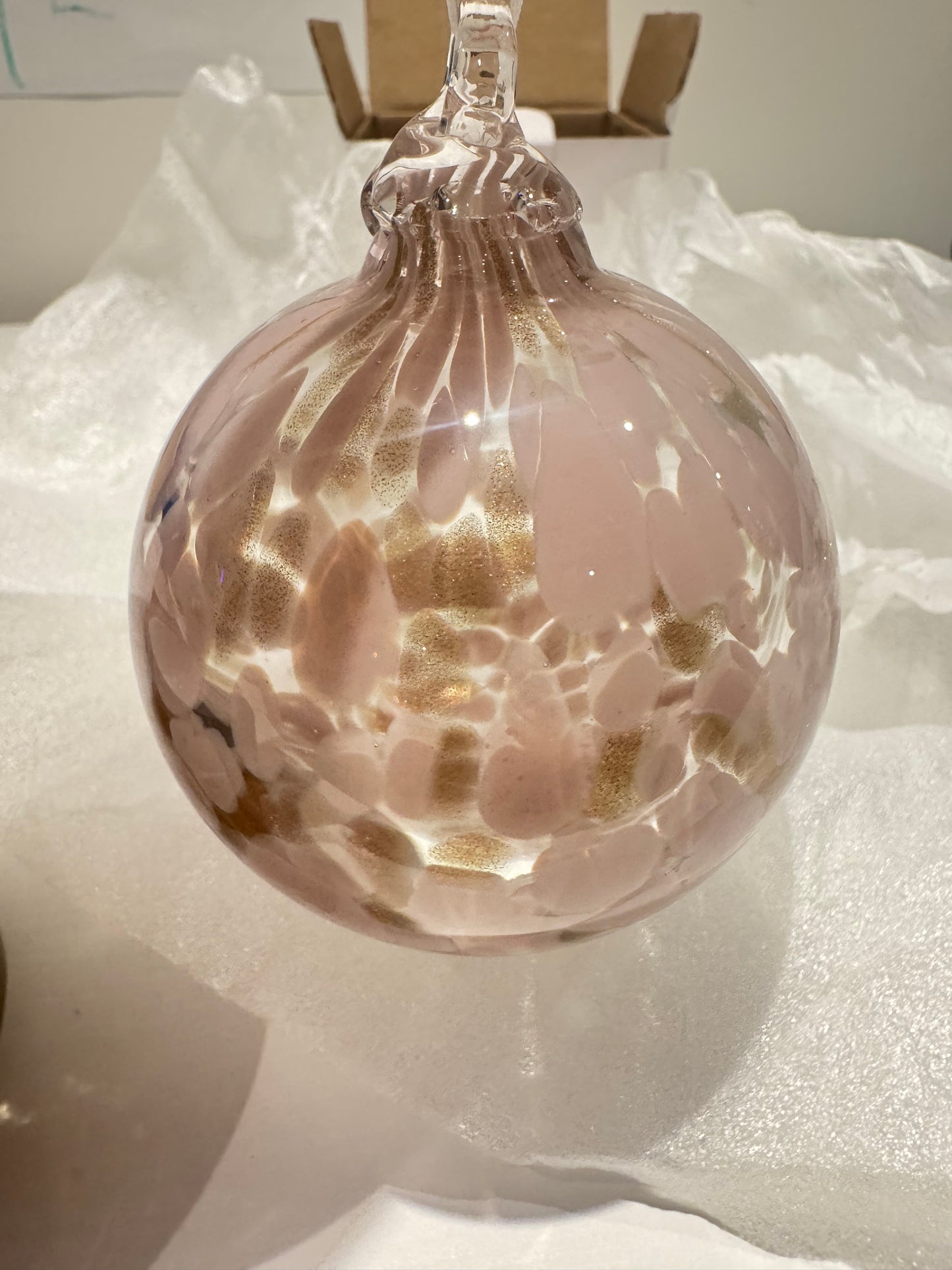 A Hand Blown Glass Bauble (with ribbon) Red & White ,Pink & White or Leopard