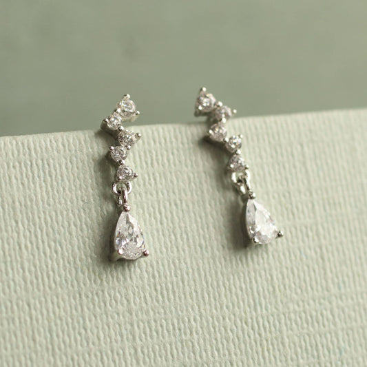 Waterfall Cascade Sterling Silver Stud Earrings