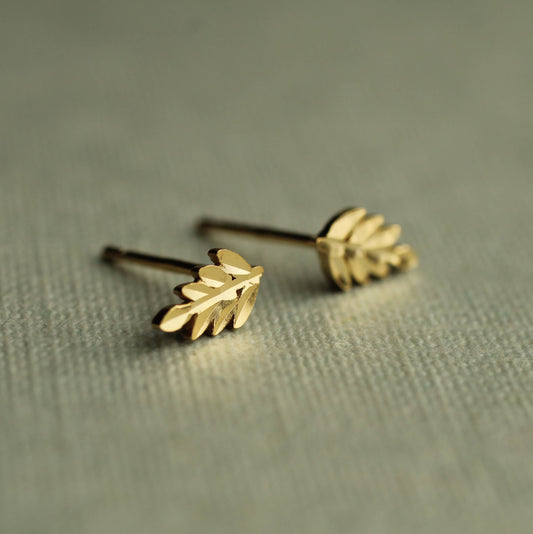 Gold Vermeil Fern Stud Earrings