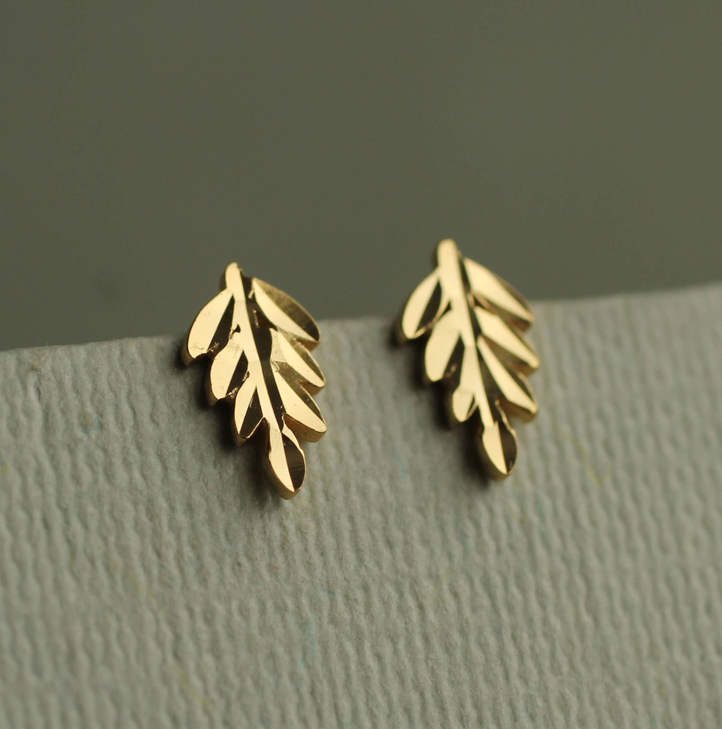Gold Vermeil Fern Stud Earrings