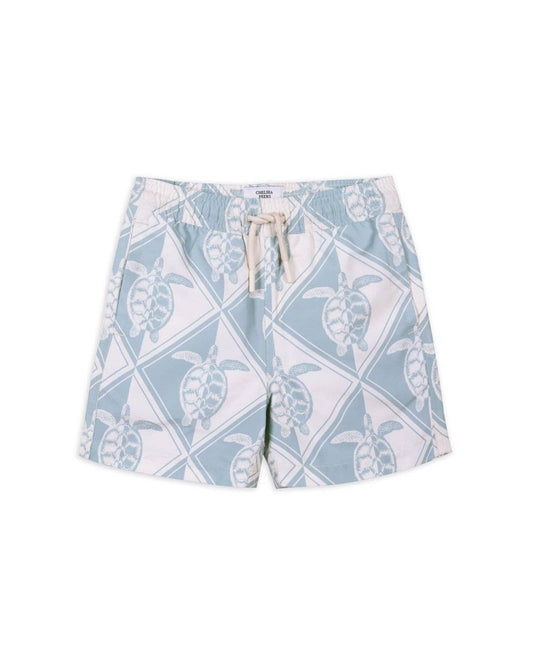 Chelsea Peers - Kids Tiled Turtle Print Swim Shorts