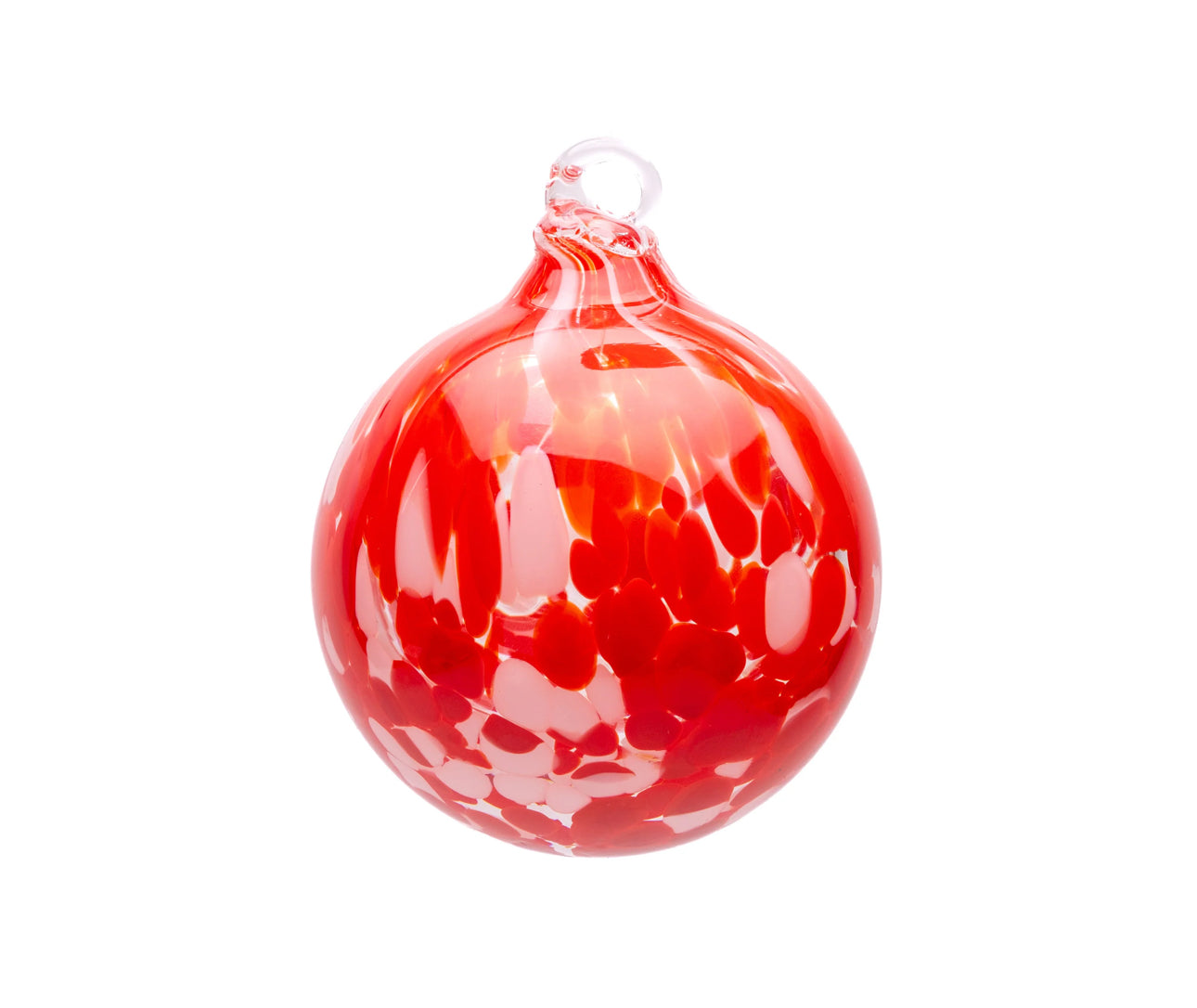 A Hand Blown Glass Bauble (with ribbon) Red & White ,Pink & White or Leopard