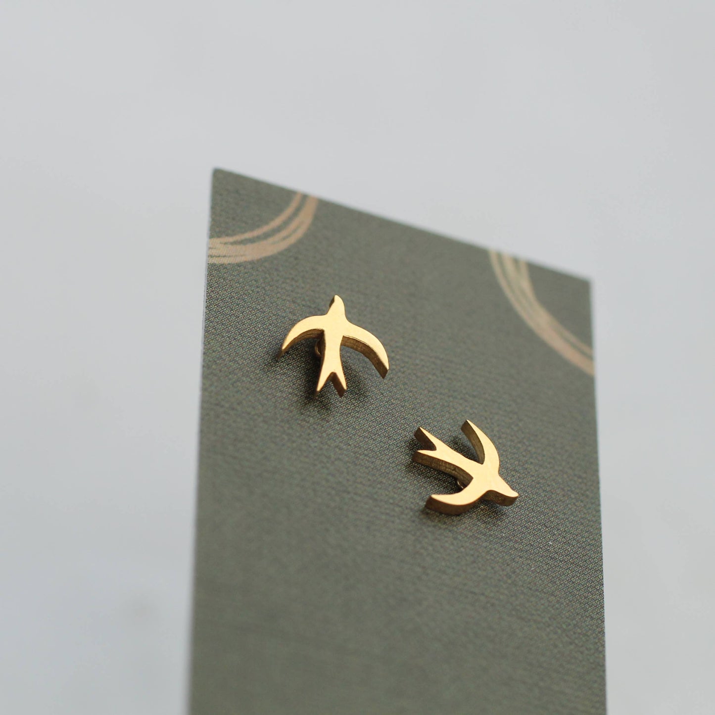 Gold Swallow Bird Stud Earrings