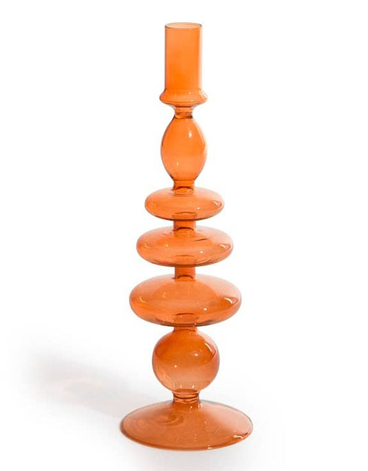 McGowan & Rutherford Ltd - Red / Burnt Orange Glass Candle Holder