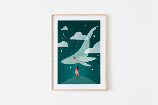 Bea Müller - Flying Whale - Art Print